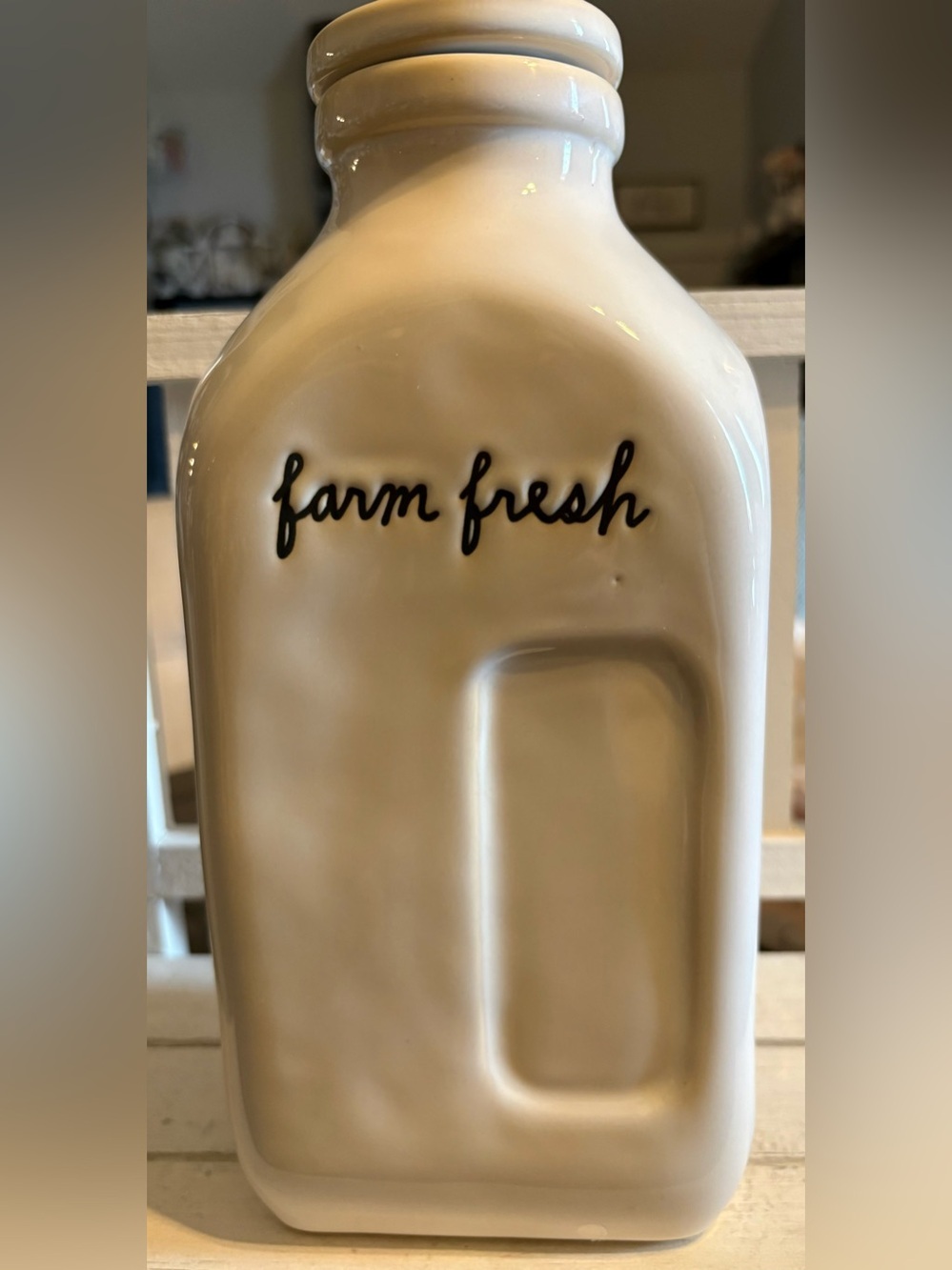 Rae Dunn Cream Ceramic 'farm fresh' Decorative Milk Bottle